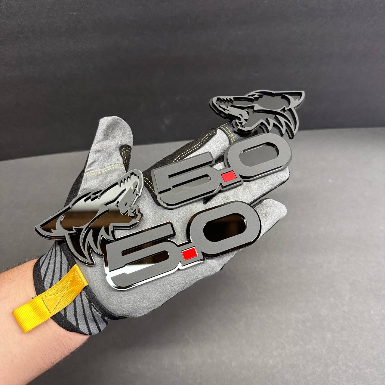 Ford F150 5.0 Coyote wolf head badge custom red acrylic emblem for F-150 truck grille or tailgate