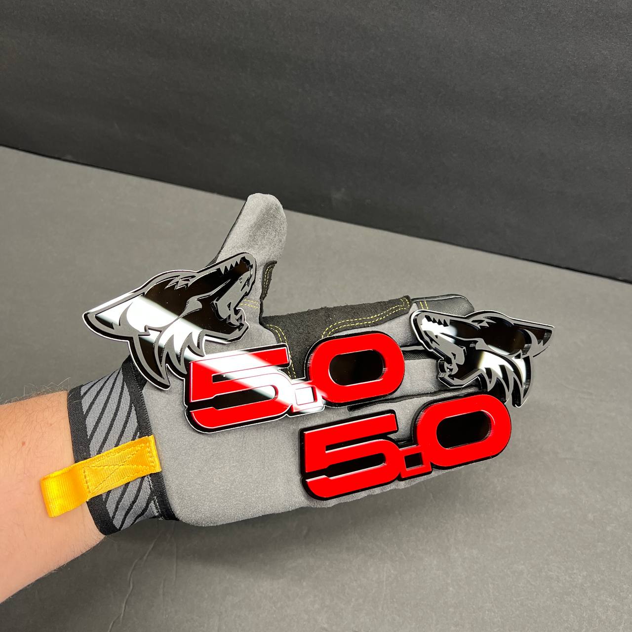 Ford F150 5.0 Coyote wolf head badge custom red acrylic emblem for F-150 truck grille or tailgate