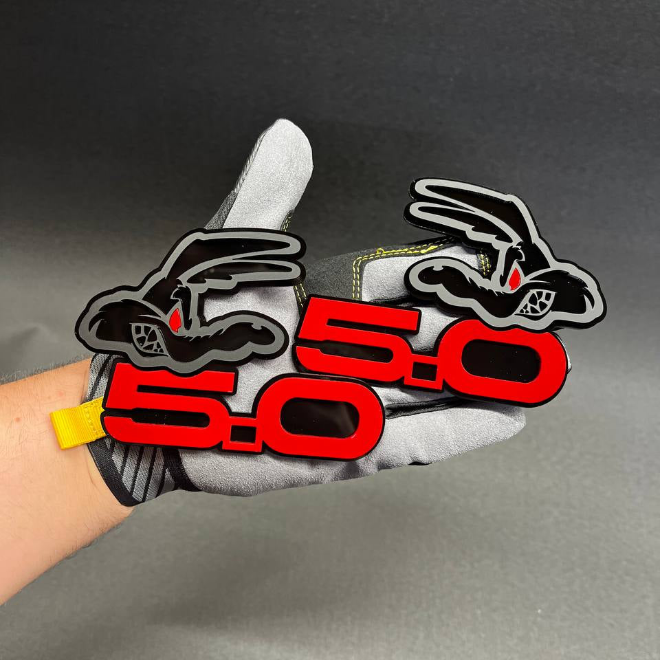 Ford F150 5.0 Coyote wolf head badge custom red acrylic emblem for F-150 truck grille or tailgate