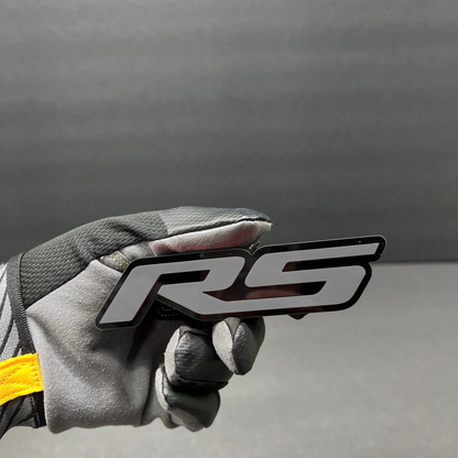 RS text emblem for Renault Megane RS performance styling.