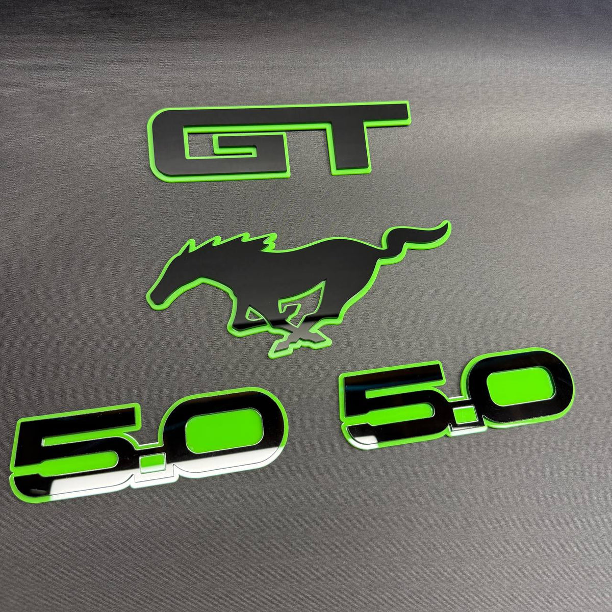 Mustang 5.0 Coyote Pony GT custom automotive badge and fender emblem kit