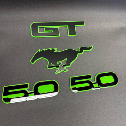 Mustang 5.0 Coyote Pony GT custom automotive badge and fender emblem kit