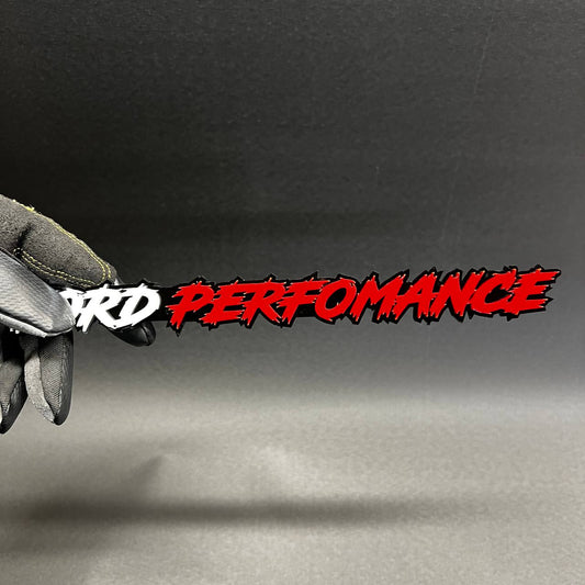 Ford Performance custom red and black text badge for car fender or tailgate