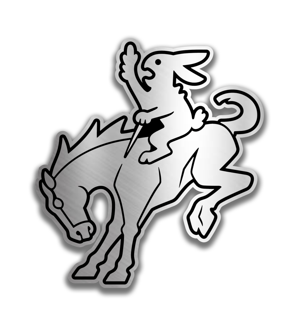 Funny rabbit riding horse engraved car badge, unique western style vehicle emblem with durable automotive adhesive