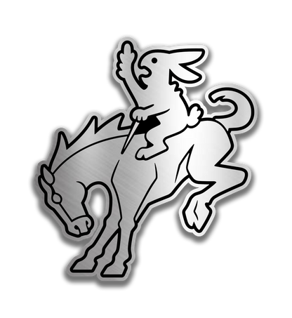 Funny rabbit riding horse engraved car badge, unique western style vehicle emblem with durable automotive adhesive