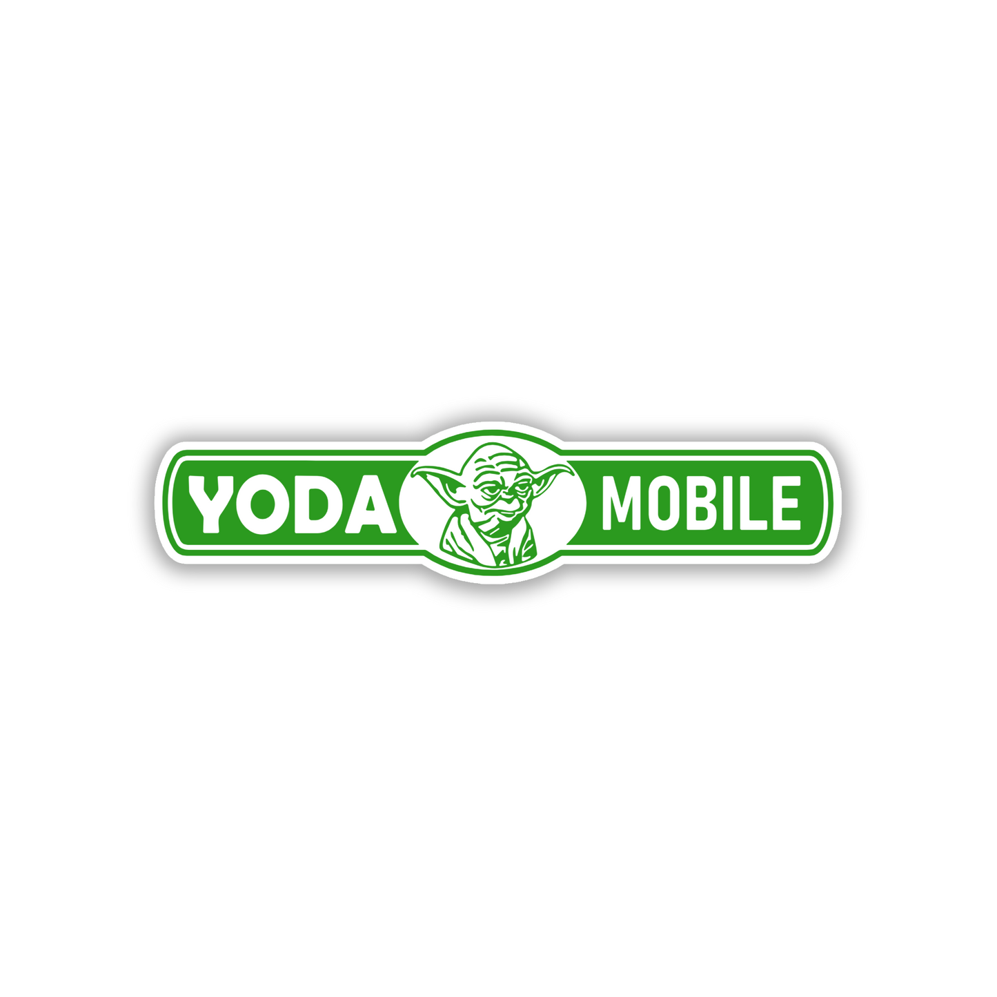 Silver and black Yoda Mobile engraved automotive emblem