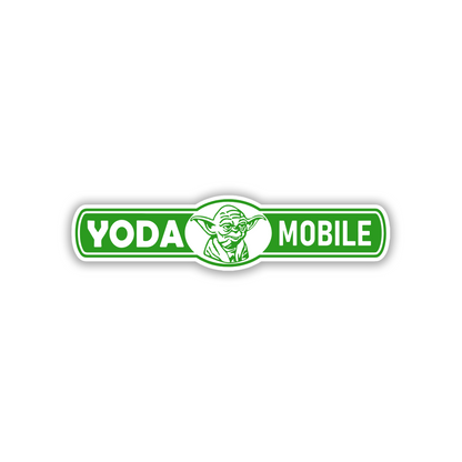 Silver and black Yoda Mobile engraved automotive emblem