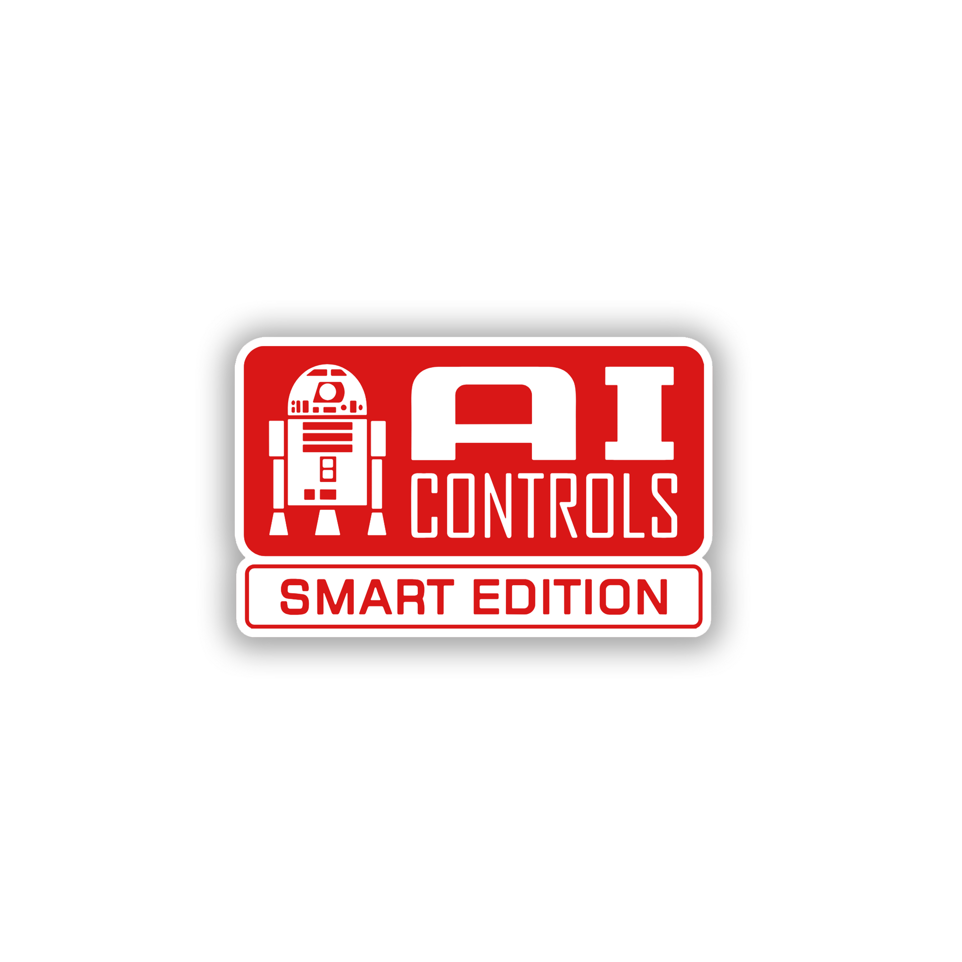 AI Controls metallic style car badge emblem with black engraved design