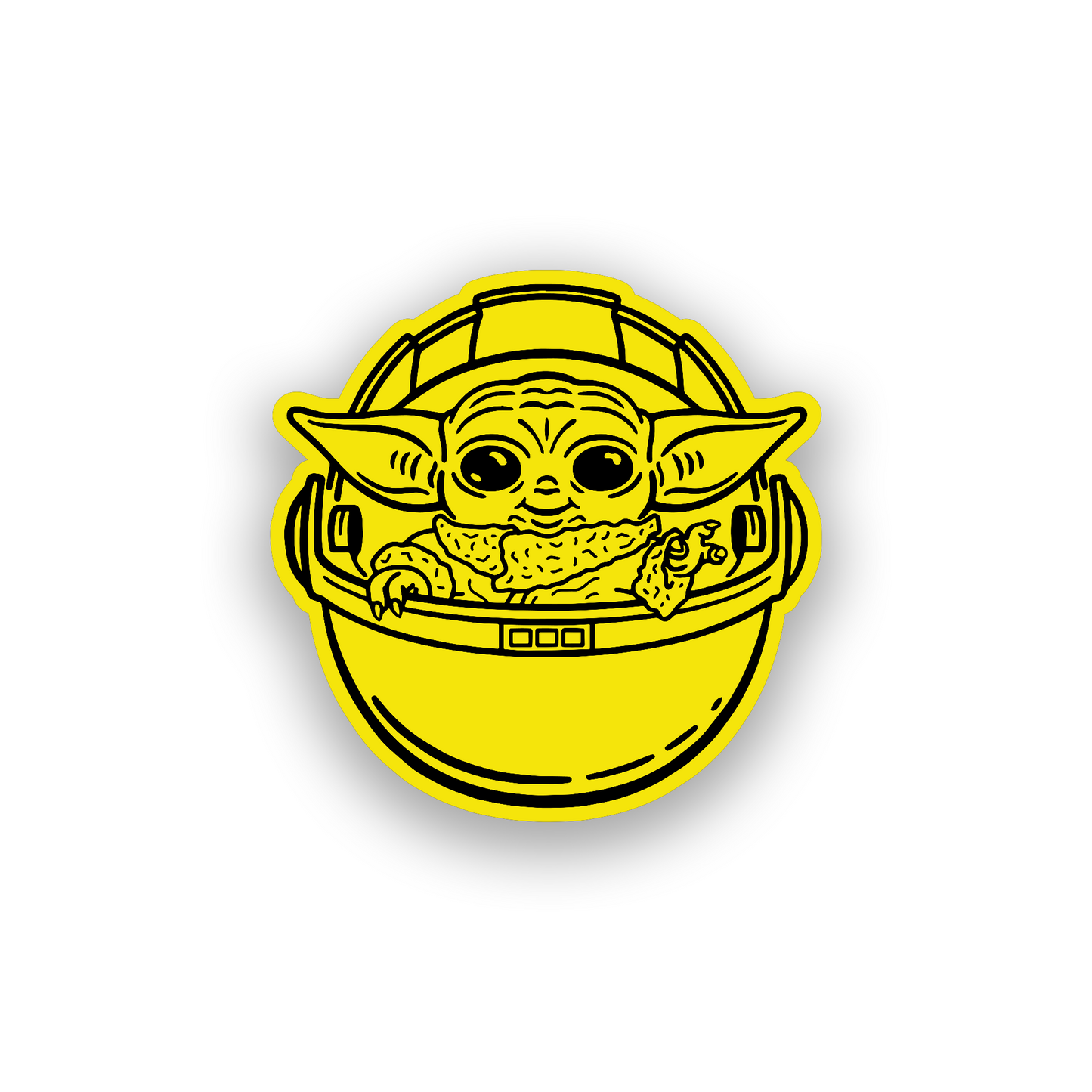 Star Wars inspired Baby Yoda car badge with clean engraved automotive design