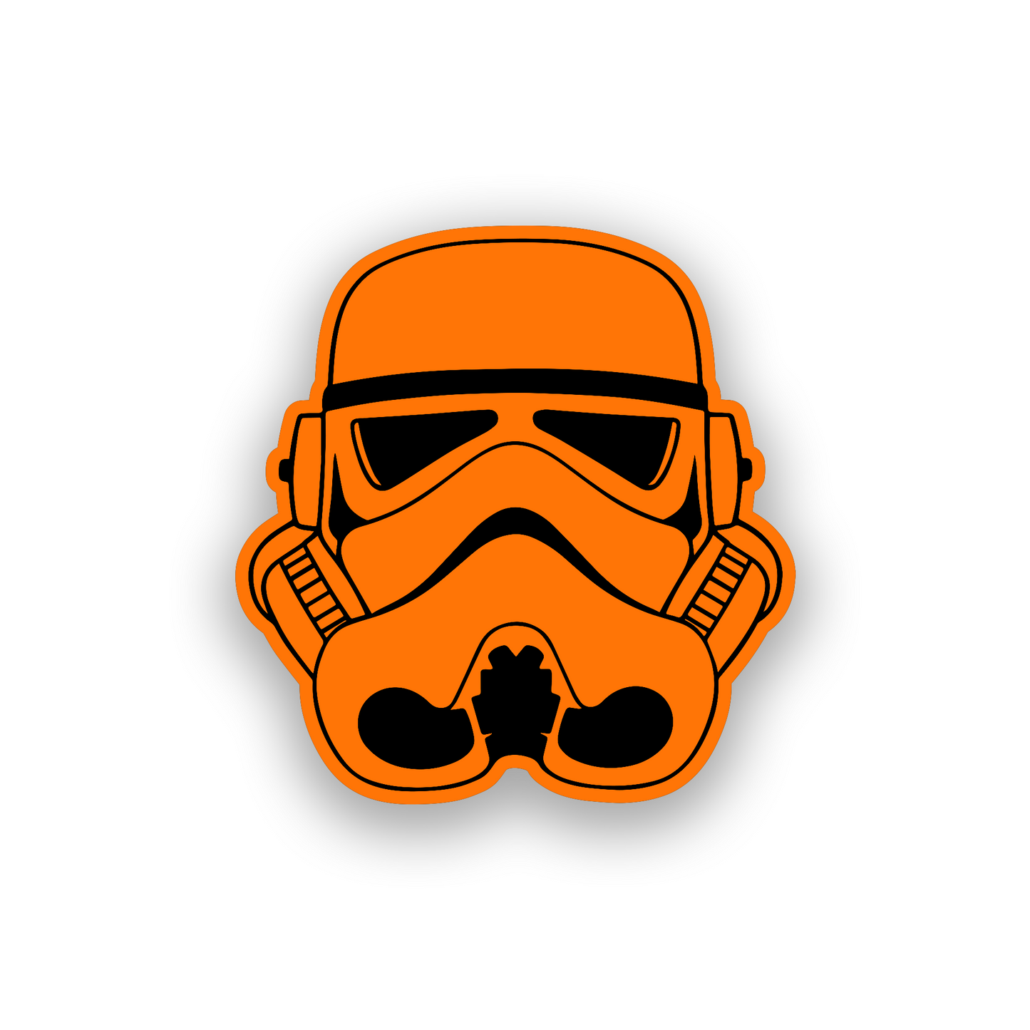 Star Wars style dark helmet emblem with sharp black and white engraved design
