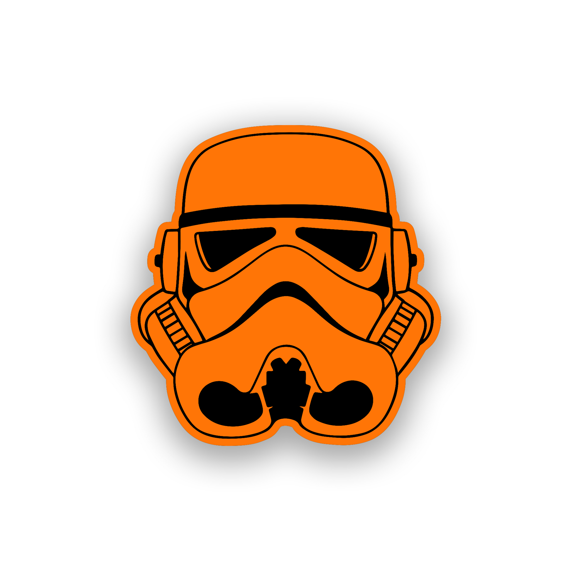 Star Wars style dark helmet emblem with sharp black and white engraved design