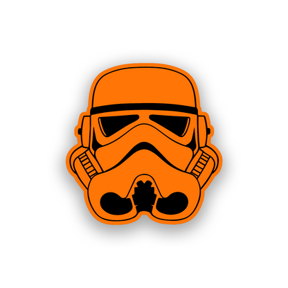 Star Wars style dark helmet emblem with sharp black and white engraved design