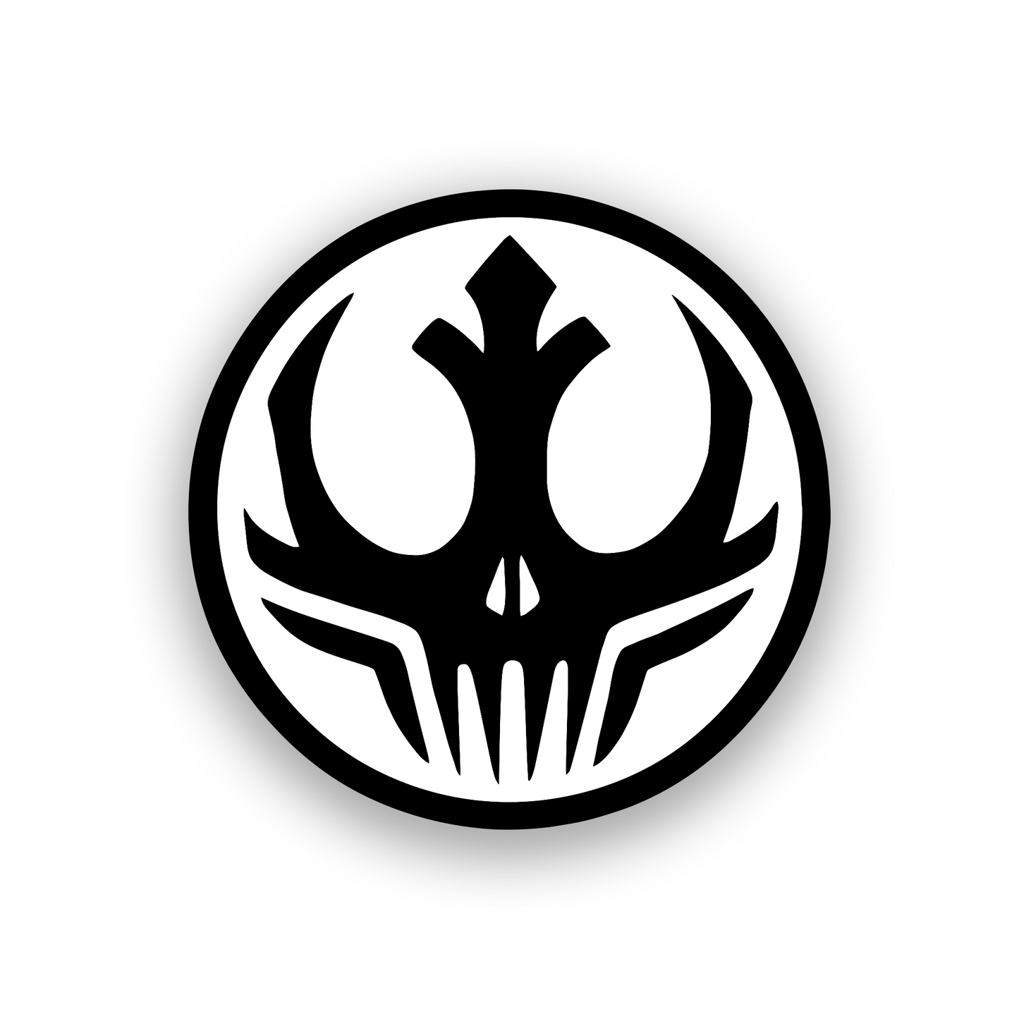 Galactic skull car emblem with clean engraved space fantasy design