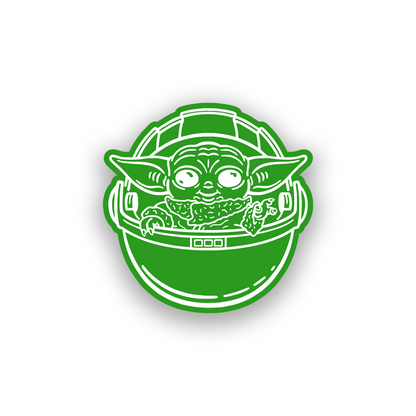 Cute galactic car emblem with engraved space fantasy character artwork