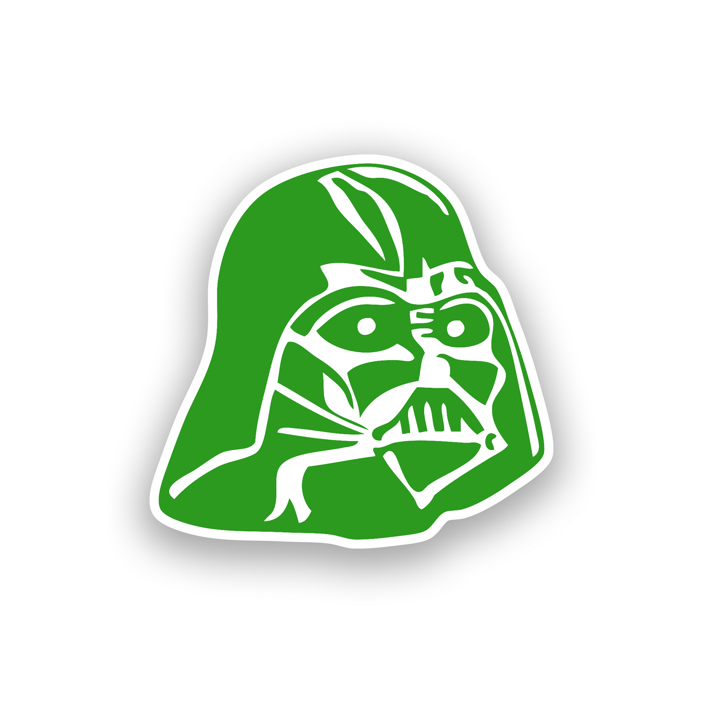 Dark side inspired engraved car emblem with futuristic helmet style symbol