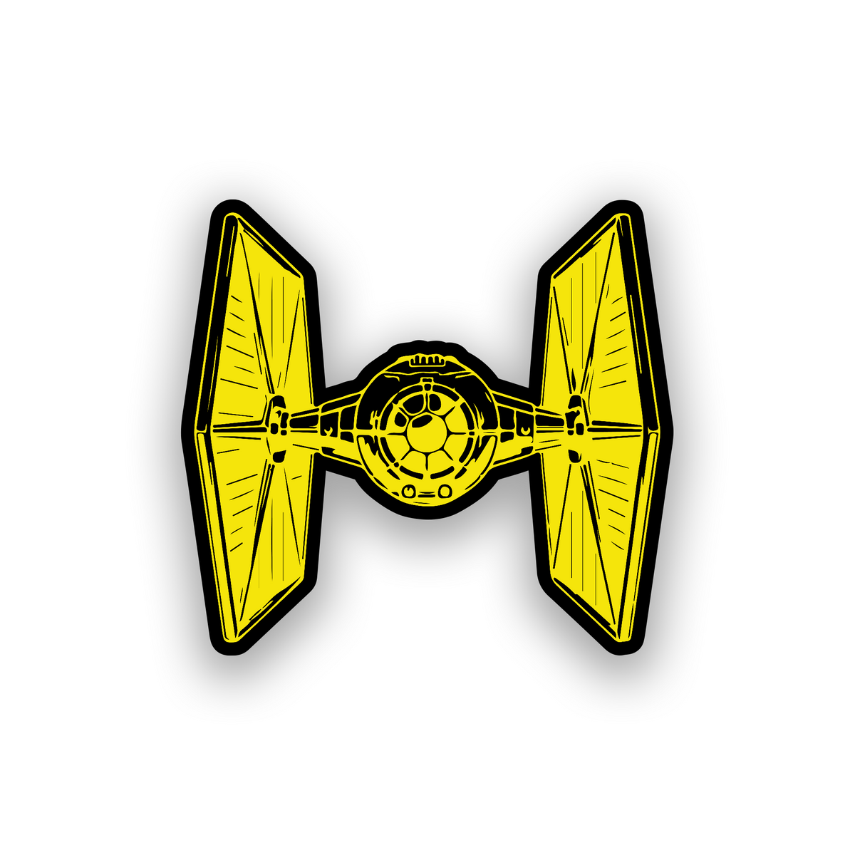 Laser engraved TIE fighter inspired badge for custom car or truck exterior