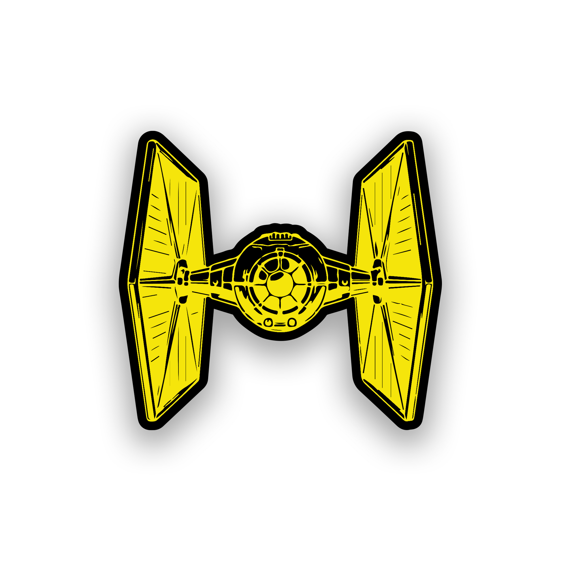 Laser engraved TIE fighter inspired badge for custom car or truck exterior