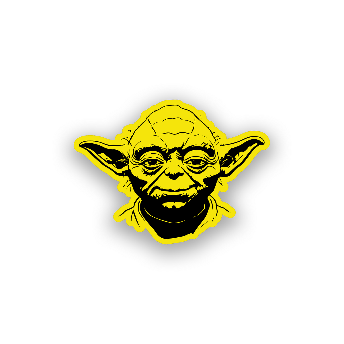 Wise Jedi inspired car badge with clean engraved Yoda style artwork