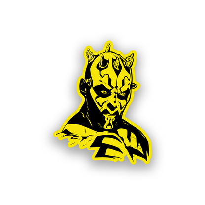 Galactic Sith inspired car emblem with engraved black and white character design