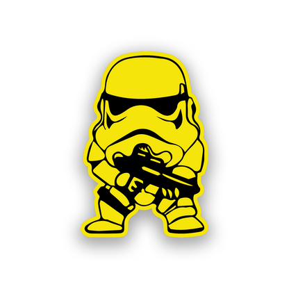 Sci fi trooper helmet car badge with precision engraved galactic artwork