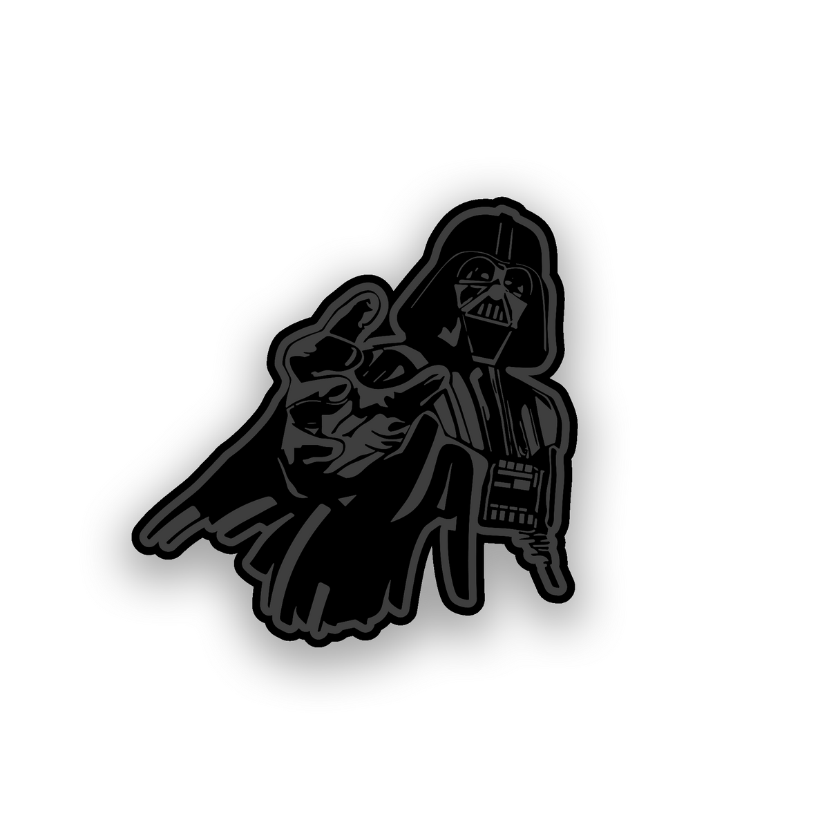 Custom vehicle badge with Darth Vader inspired design for automotive personalization