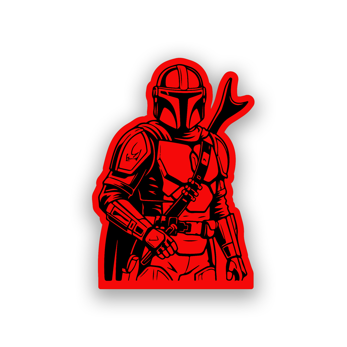 Beskar warrior inspired engraved car emblem with futuristic sci fi armor styling