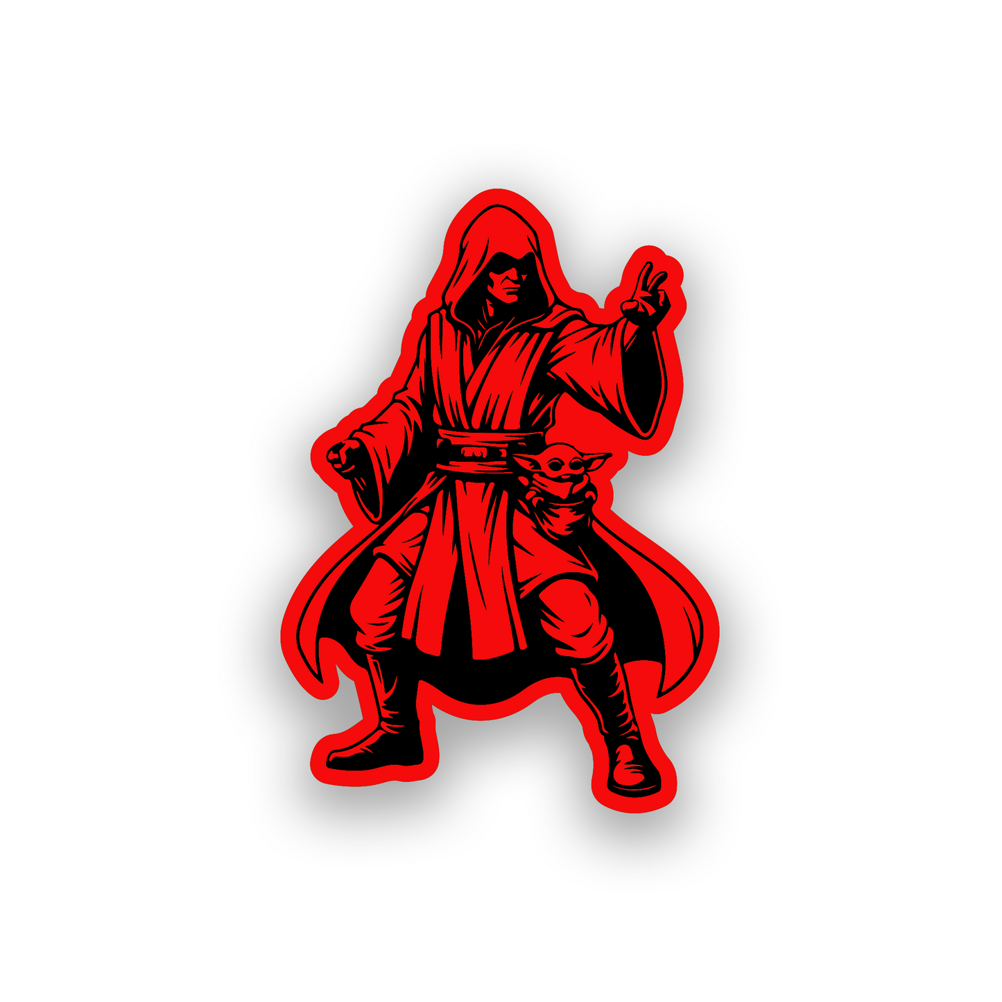 Engraved car badge with Revan inspired warrior artwork and detailed sci fi robe design