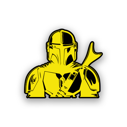 Custom Star Wars inspired Din Mandalorian badge with strong engraved automotive styling