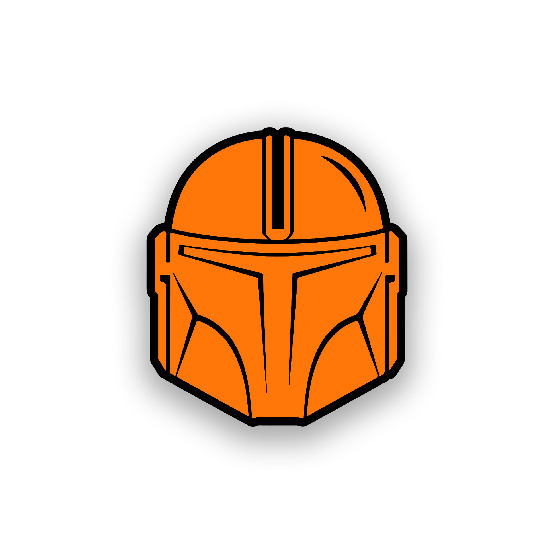 Galactic warrior car emblem featuring a detailed Mandalorian style helmet