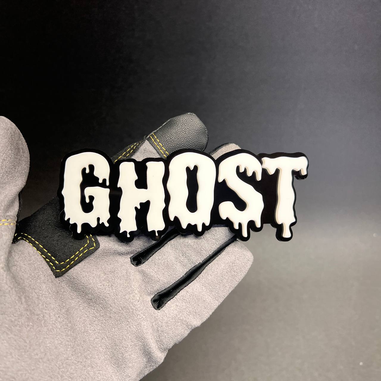 GHOST Car Badge Fender Emblem in gray and black for car exterior decal