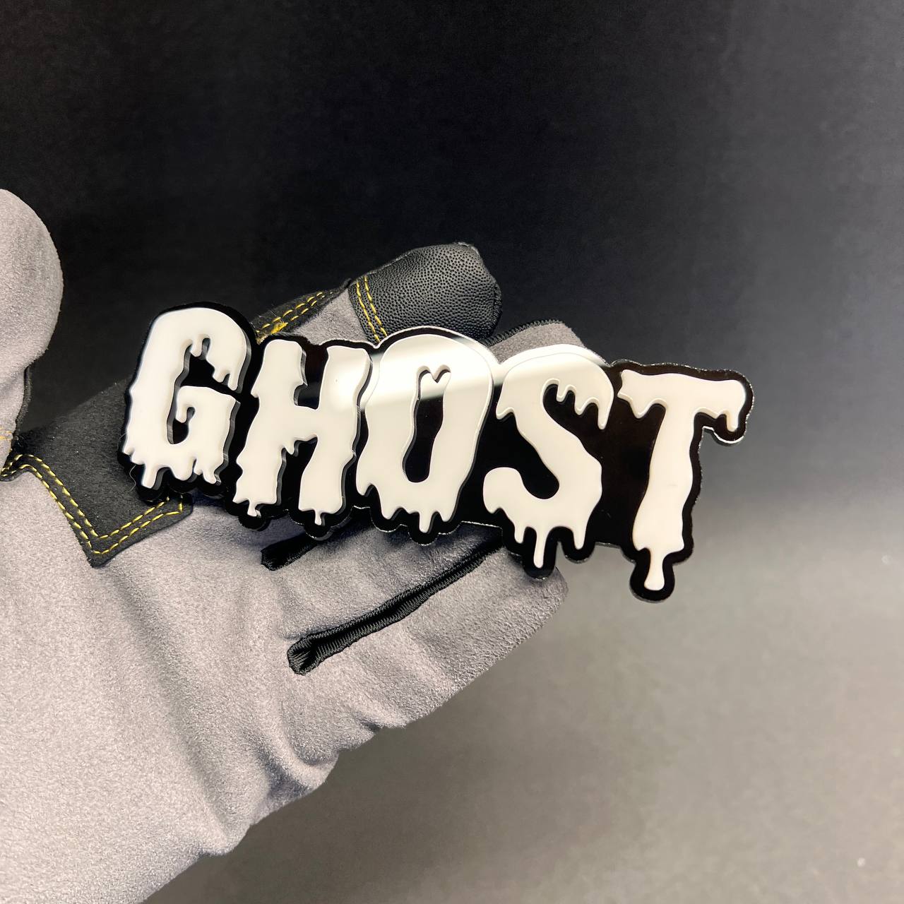 Custom GHOST car fender badge for automotive exterior styling