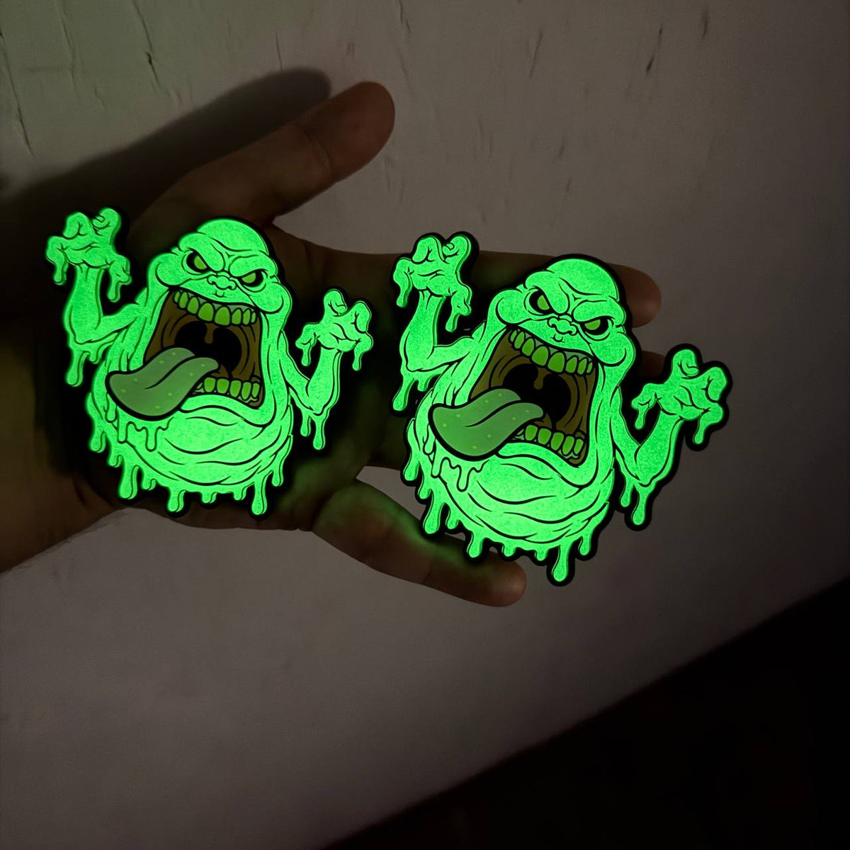 Ghost slime glow in dark automotive badge for custom car exterior styling