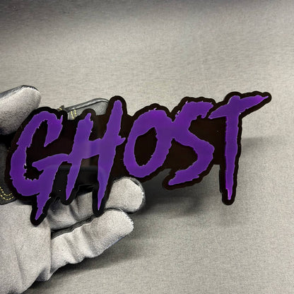Purple GHOST custom car emblem with black background for Ford, Chevy, GMC, Dodge, Jeep and RAM cars and trucks