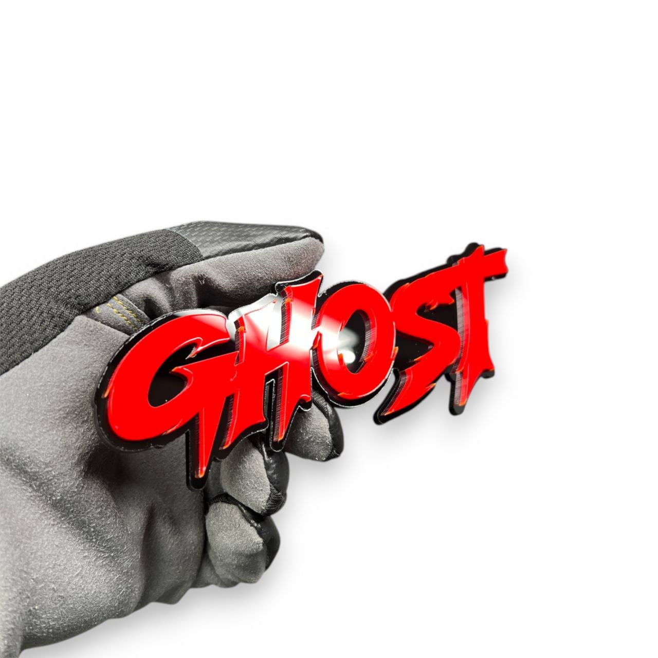 Custom Ghost text car emblem in sharp style