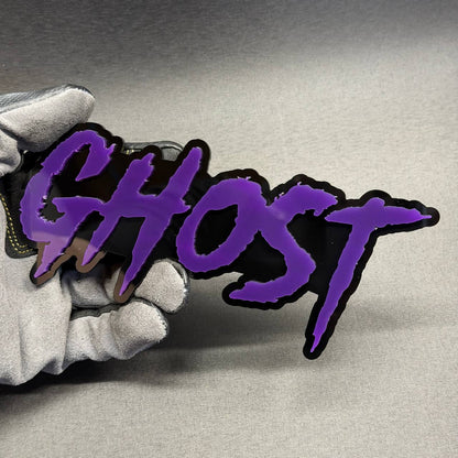 GHOST text automotive badge for Mustang, Camaro, Challenger, Charger, F-150, Silverado, RAM and Jeep customization