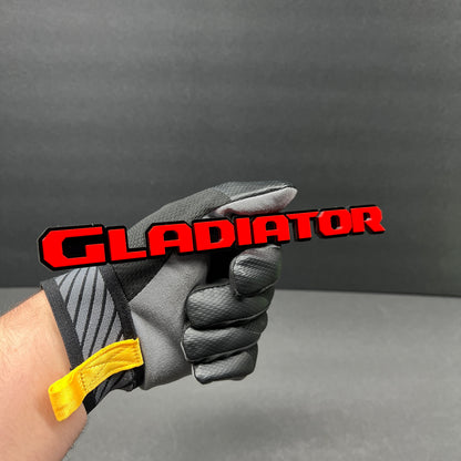 Custom GLADIATOR truck badge with bold modern lettering design