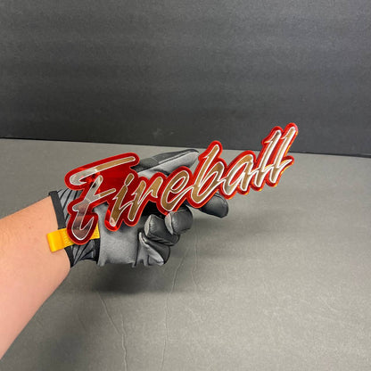 Acrylic Fireball script emblem for truck tailgate and car fender styling