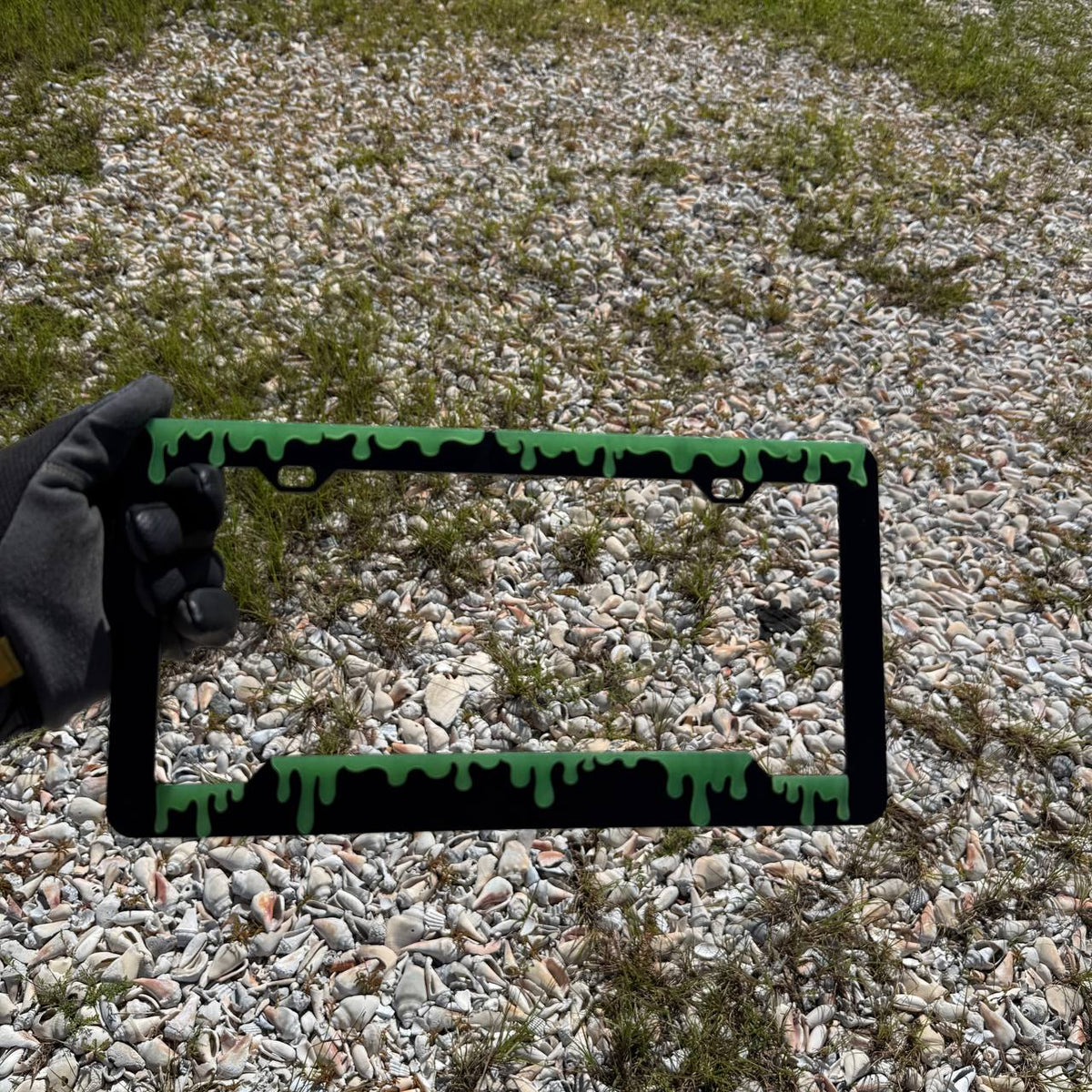 Glow in the dark dripping slime plate frame for Chevy Silverado Tahoe Camaro