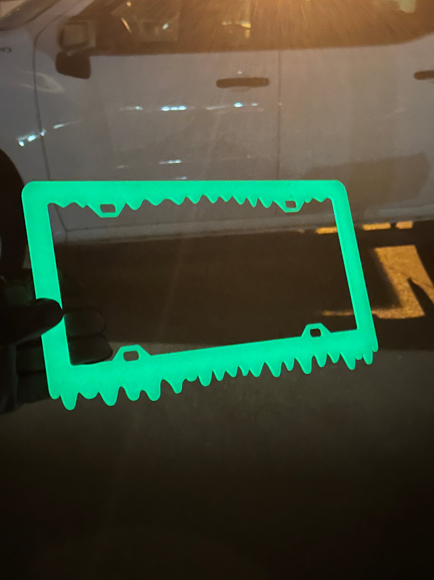 Glow in dark license plate frame for unique night car styling