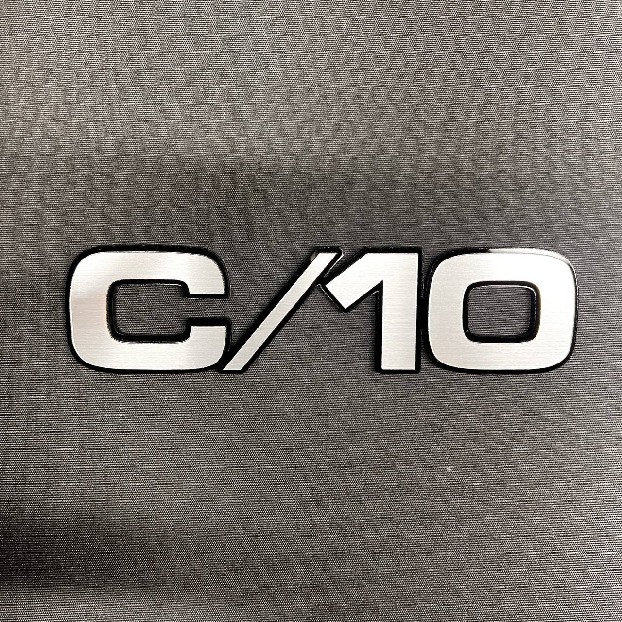 Chevrolet Chevy GMC truck C/10 custom billet fender badge with black backing
