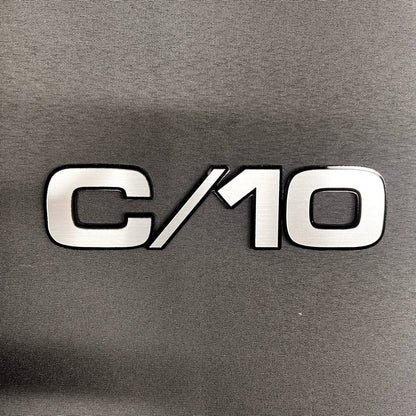 Chevrolet Chevy GMC truck C/10 custom billet fender badge with black backing