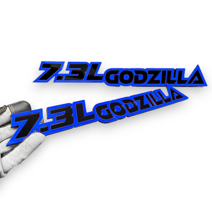 7.3 dinosaur acrylic car badge in red and black design