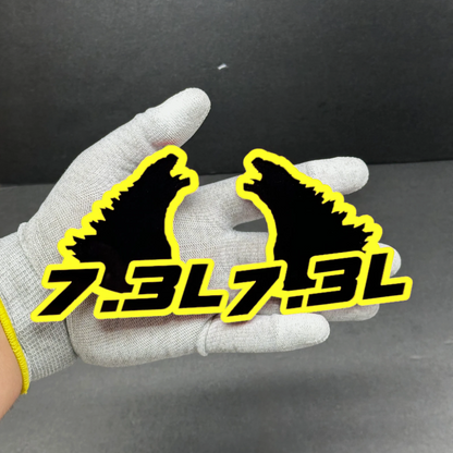 7.3 dinosaur acrylic car badge in red and black design