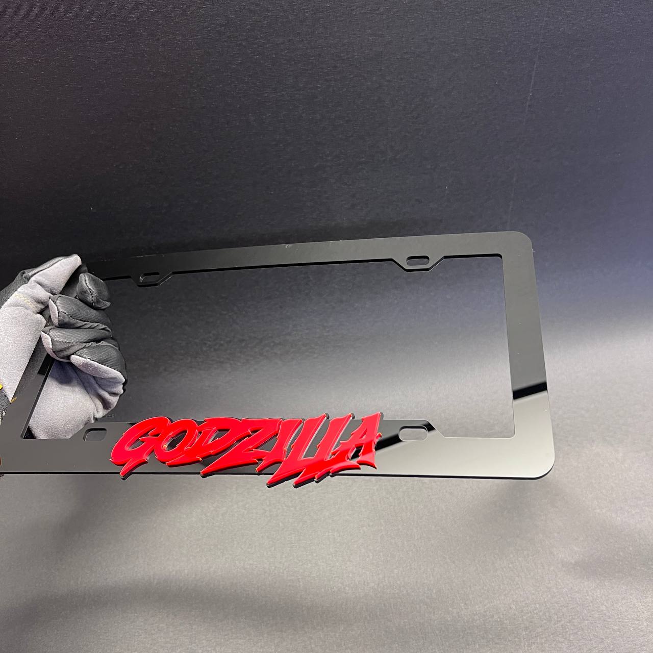 Godzilla style exterior license plate frame for automotive decoration