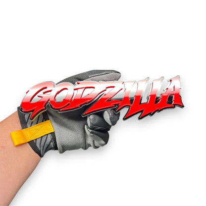 Layered acrylic Godzilla text badge for GMC Sierra tailgate