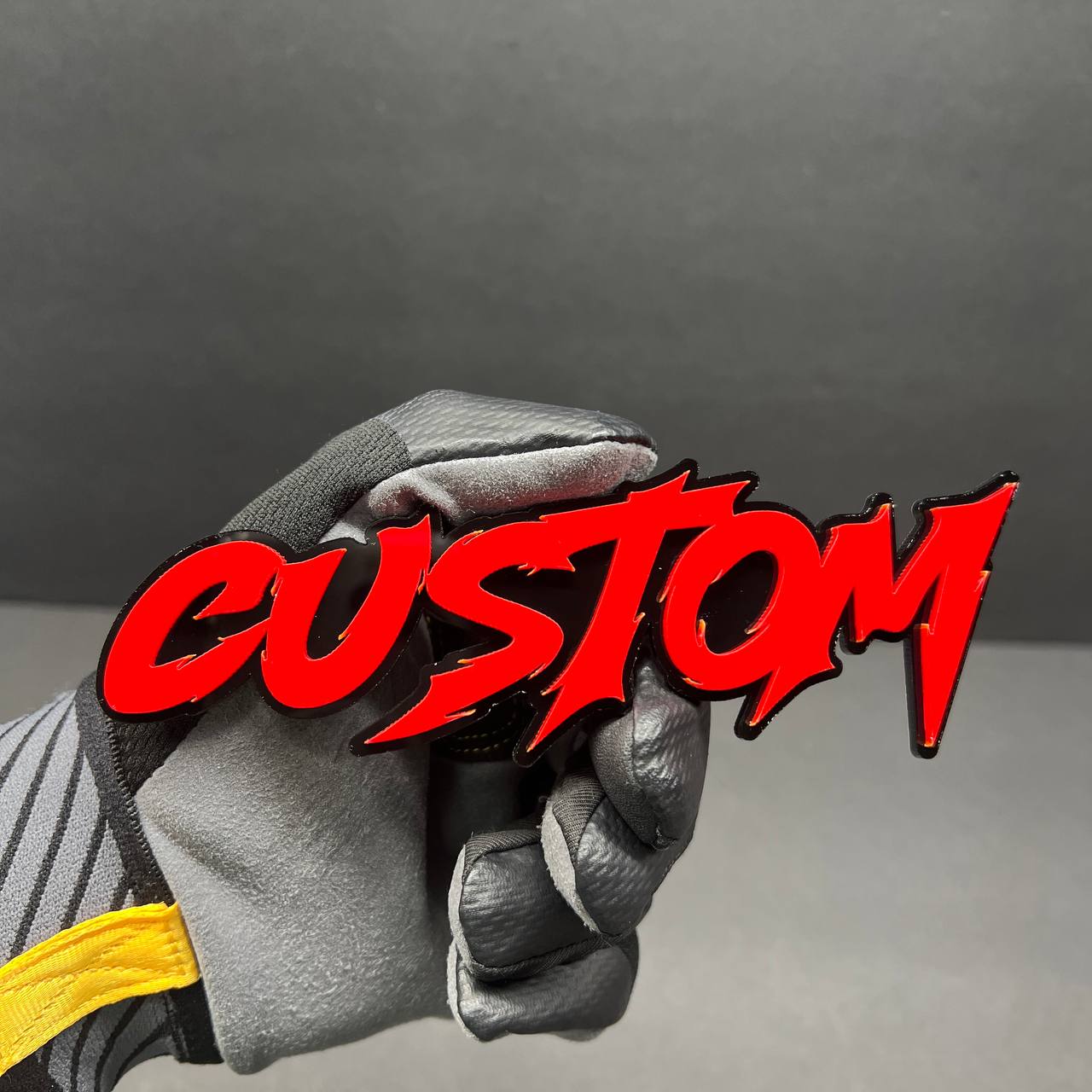 bold sharp text emblem for hood truck gold styling