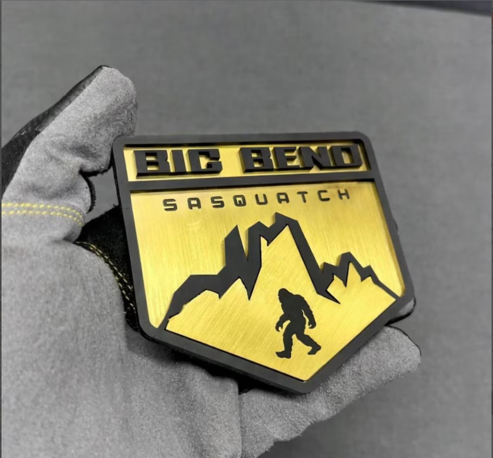 Big Bend Sasquatch Style Mountain Emblems for Ford Bronco – Acrylic Car Badge Set of 2
