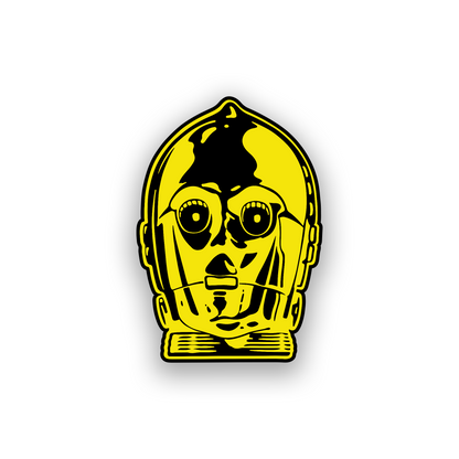 Custom Star Wars inspired robot car badge with detailed engraved droid face
