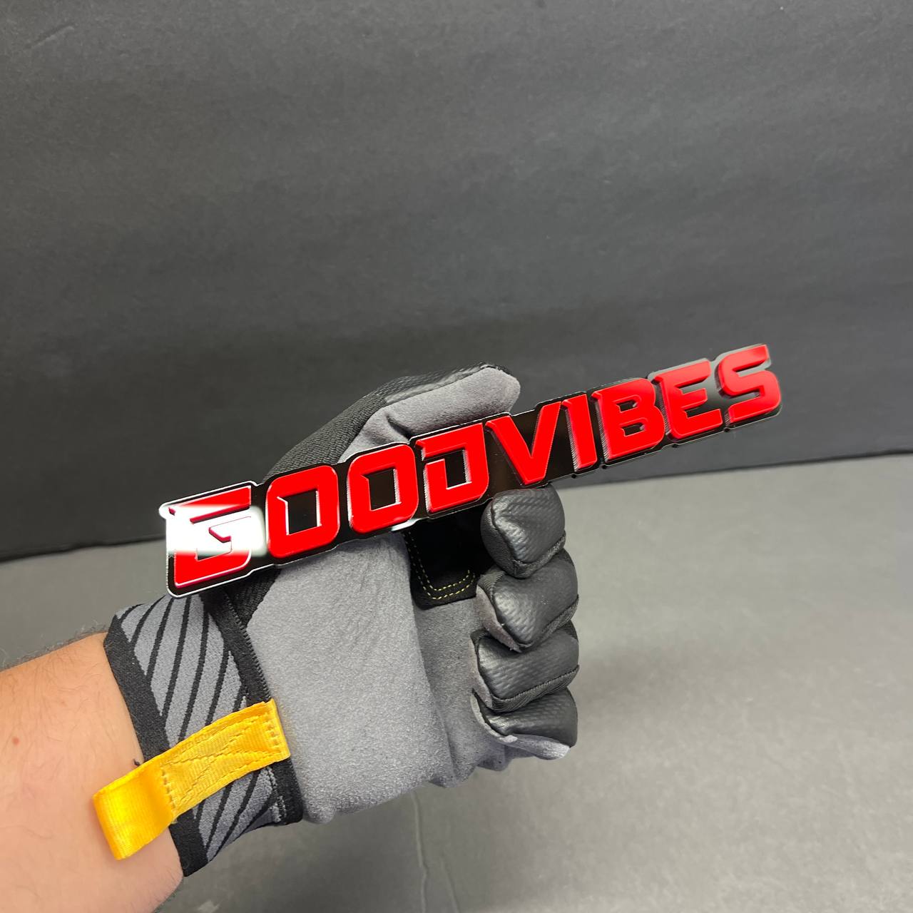 Good Vibes text badge for Ford Bronco and F-150 tailgate decal upgrade.
