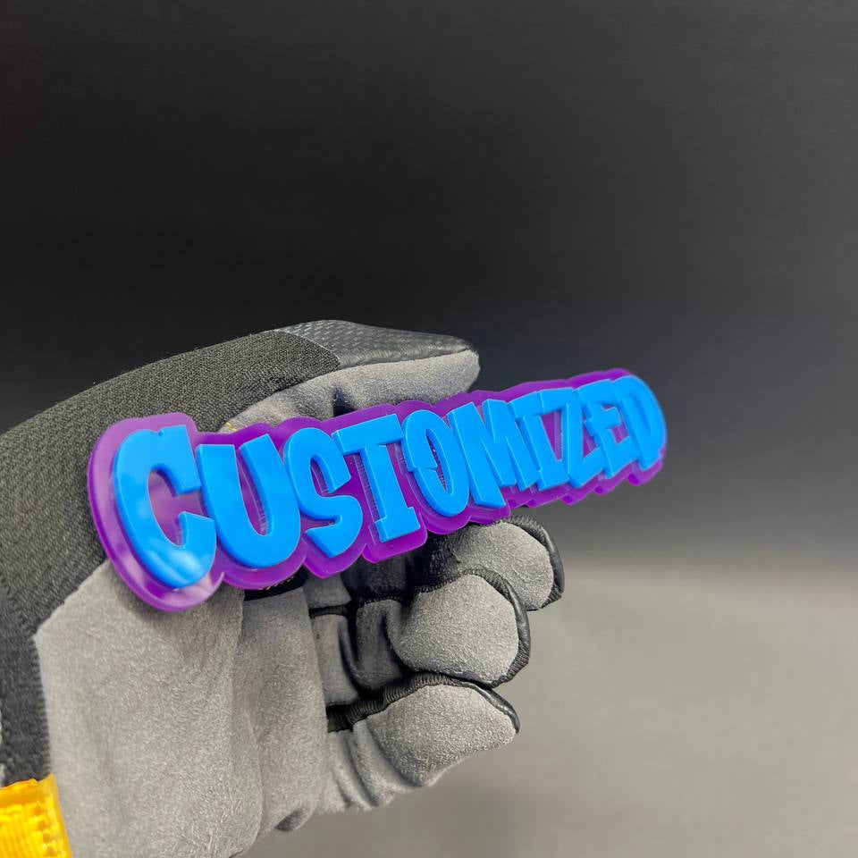 Custom text badge in graffiti style with bold layered design